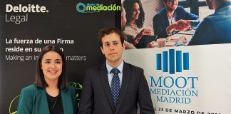 Beatriz Jiménez, y Juan Pablo García, ganadores del MOOT Mediación 2019