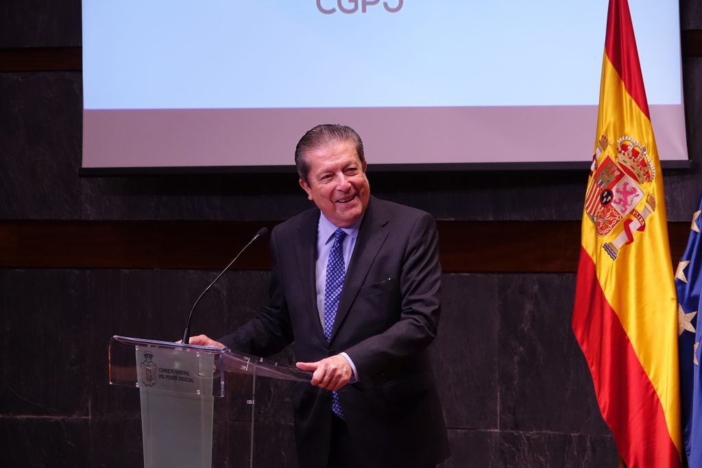 Federico Mayor Zaragoza durante su ponencia en el CGPJ en el acto de Mediación